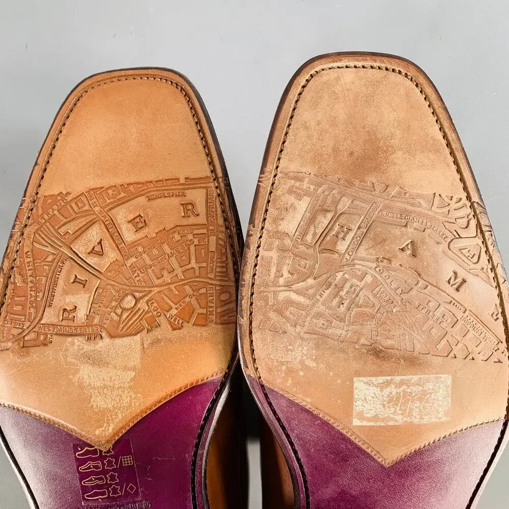 PAUL SMITH Size 8 Tan Perforated Leather Oxford Cap Toe Lace-Up Shoes